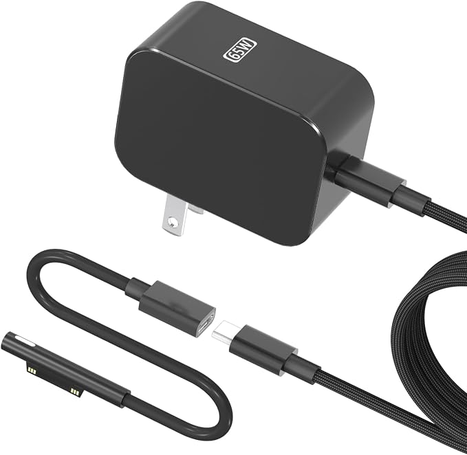 YURCIPWE New 65W Surface Pro Charger，Microsoft Surface Charge Compatible with Surface Pro 11/10/9/8/7+/7/6/5/4/X Power Adapter, Microsoft Surface Book 1 2 3, Both Microsoft Surface Laptop/Tablet by YURCIPWE