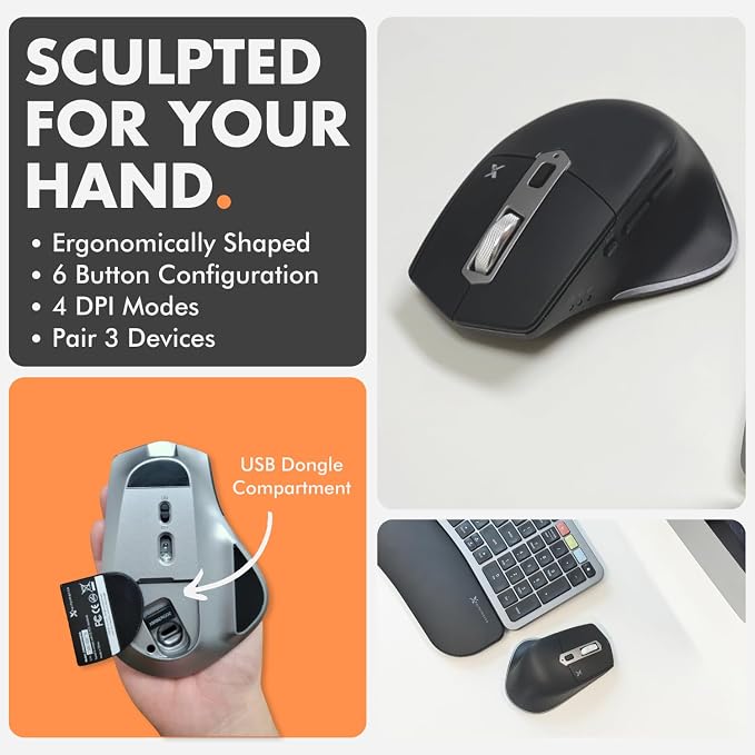 X9 Ergonomic Keyboard and Mouse Wireless Combo - Ergo Split Keyboard with Wrist Rest and Mouse, 2.4G and Bluetooth, Full-Size Wireless Carpal Tunnel Ergonomic Keyboard and Mouse for Laptop and PC - Image 8