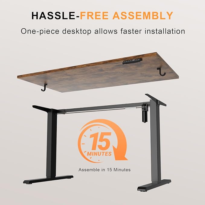WALKINGDESK 48x24 Inches Whole Piece Electric Standing Desk, Seamless One Piece Height Adjustable Sit to Stand up Desk for Home Office, Ergonomic Computer Workstation, Rustic Brown - Image 7
