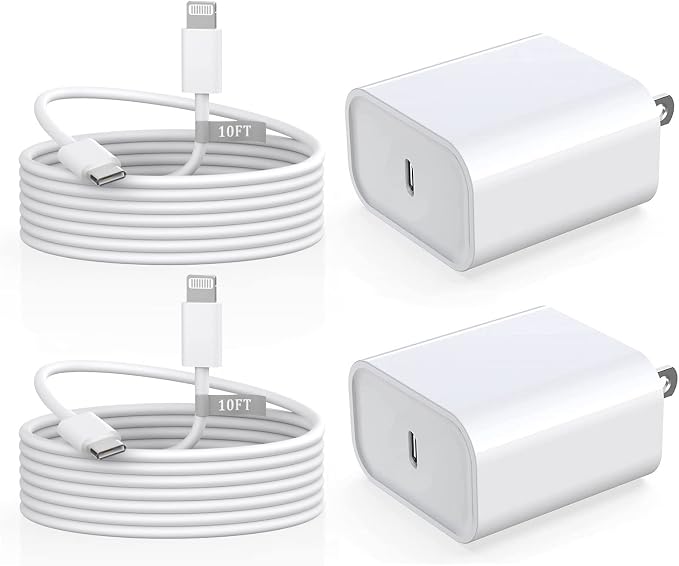 iPhone 14 13 Charger Fast Charging 10 FT, 20W USB C Charger Block & Cable | [Apple MFi Certified] 20W Type C Wall Charger & 10FT Long USB C to Lightning Cable for iPhone 14 13 12 11 Pro Max XS XR X 8 7 by MatsushoUSBCCharger