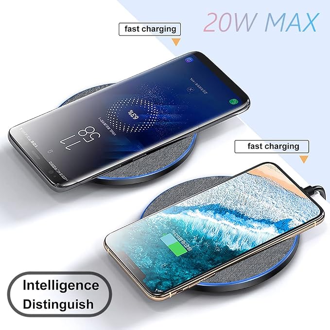 20W Fast Wireless Charger Pad,USB-C Wireless Phone Charging Station | Metal Frame Design,[20W SUPER Fast Charging] Wide Compatible with iPhone 17-11/Airpods,Samsung Galaxy/Buds,LG/Pixel -Gray - Image 2