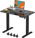 JOY worker Small Glass Standing Desk, 35" Electric Stand Up Desk on Wheels | 35" x 20" Black Height Adjustable Desk with Memory Controller, Mobile Computer Workstation for Home Office School Walking Pad by JOYworker