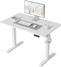 DESINO Standing Desk, 32 × 19 Inches Electric Height Adjustable, Sit and Stand Up, Computer Office Desk with Splice Board, White Frame/White TOP by DESINO