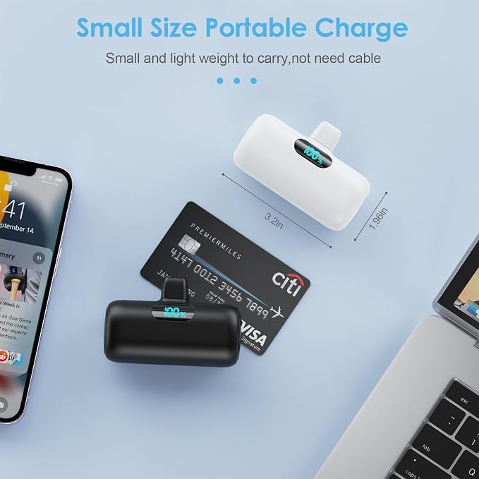 Feob [2 Pack] Small Portable Charger for iPhone14/13, 5500mAh PD Fast Charging Power Bank, LCD Display Cute Mini Battery Pack Compatible with iPhone 14/14 Pro Max/13/13 Pro/12 Pro/11/XR/X/8 - Image 4