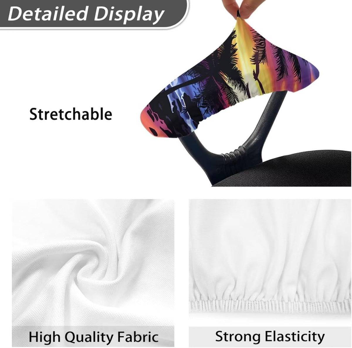 Chair Arm Rest Covers Set of 2, Coconut Tree Beach Print Gaming Chair Arm Covers Protectors, Skin Friendly Breathable Computer Desk Chair Arm Covers - Image 5