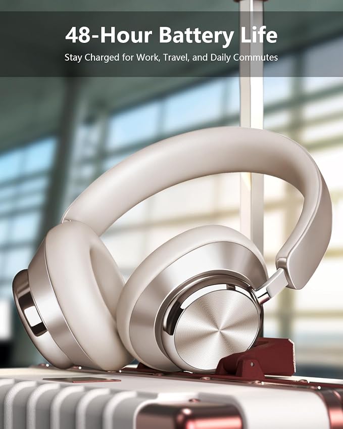 Wentronic Y03 Bluetooth Headphones Wireless Active Noise Cancelling Over Ear Headphones 48 Hours Playtime High Sound Quality 6 EQ Music Mode Headphones with Soft Ear Cushion - Starlight - Image 7