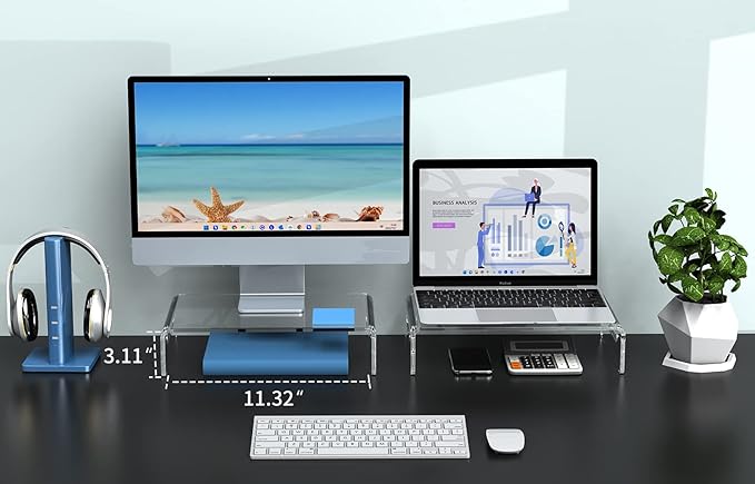 Zimilar 2 Pack Monitor Stand Riser, Acrylic Monitor Stand for Computer | Laptop, Printer, Notebook, Premium Clear Laptop Stand Acrylic Monitor Riser for Home Office, Monitor Stands for 2 Monitors - Image 4
