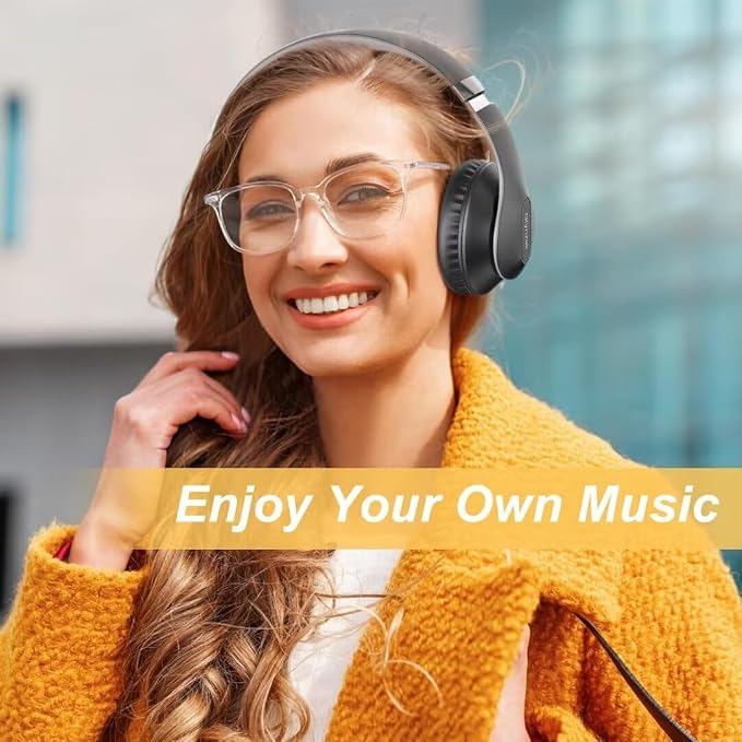 Wireless Bluetooth Headphones Over Ear V6.0 HiFi Stereo with Mic | 65H Playtime 6EQ Modes Foldable Bluetooth Headset with Microphone for Travel Smartphone Computer Laptop Grey - Image 7