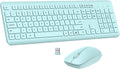 Wireless Keyboard and Mouse Combo, Full-Size Silent Ergonomic Keyboard and Optical Mouse, Long Battery Life, 2.4G Lag-Free Mice Keyboard for Computer, Mac, Laptop, PC, Windows(Green) by EDJO