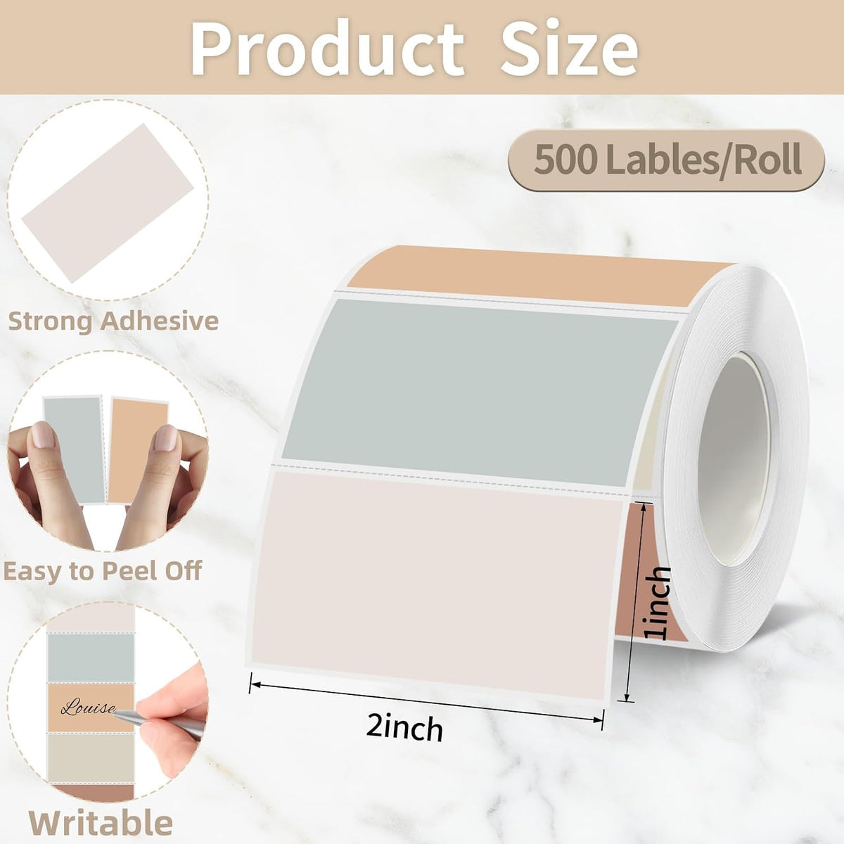 Starboling 2x1 Thermal Labels,Address Barcode Self-Adhesive Thermal Printer Stickers for Logo Design,Name/Price Tag,Address（Beige Gradient） - Image 2