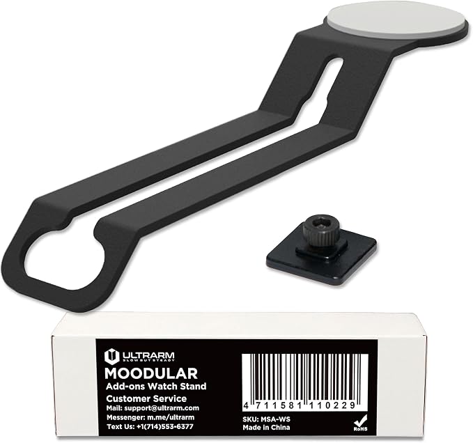 Moodular Watch Stand Add-On for Slide Rails, Do Not Use Alone | Accessory Only, Charger Not Included, Dedicated Watch Spot, Ergonomic & Accessible, Strong & Durable, Black, MSA-WS by ULTRARM