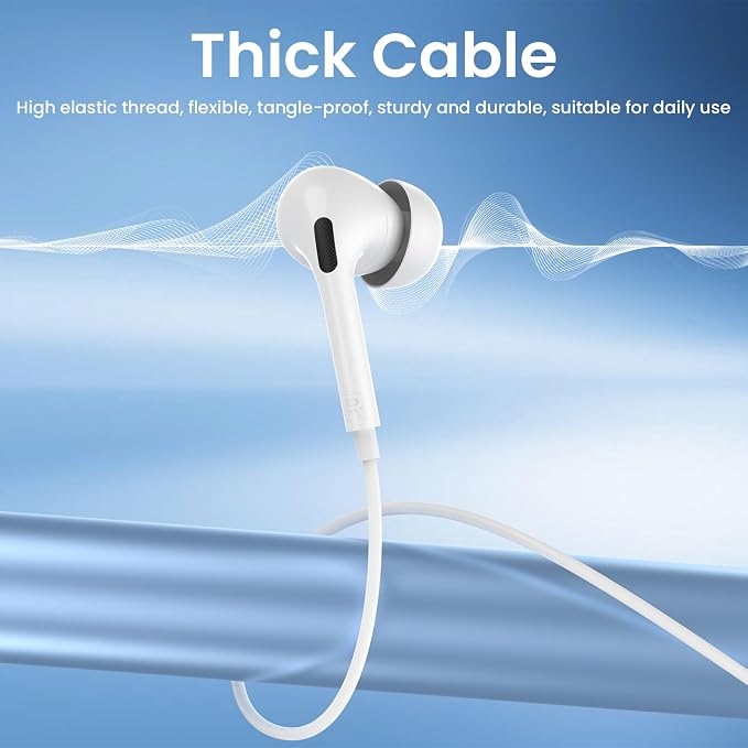 USB C Headphones Wired for iPhone 17/16/15 Pro Max Plus, Type C Earbuds with Microphone & Remote Noise Cancelling Earphones for iPad, Galaxy S25/S24/S23/S22/S21/S20/Ultra Note 10/20, Pixel 7/6/5/4 - Image 5