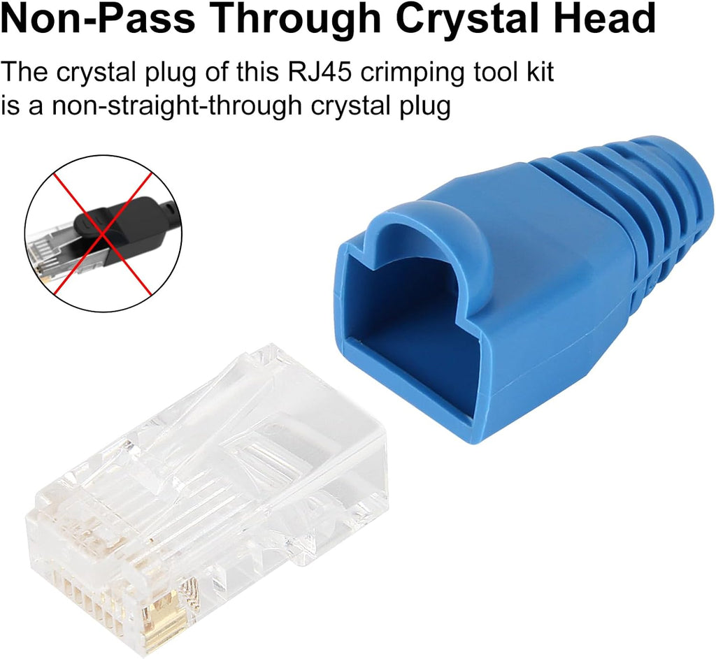 RJ45 Cable Plier and Crimp Tool Kit Pass Through Ethernet Crimper for 8P8C 6P4C 4P4C 4P2C Connectors Crimper Pliers with Cable Tester Etrhernet Crimper Tool for Network and Telephone Cables - Image 5
