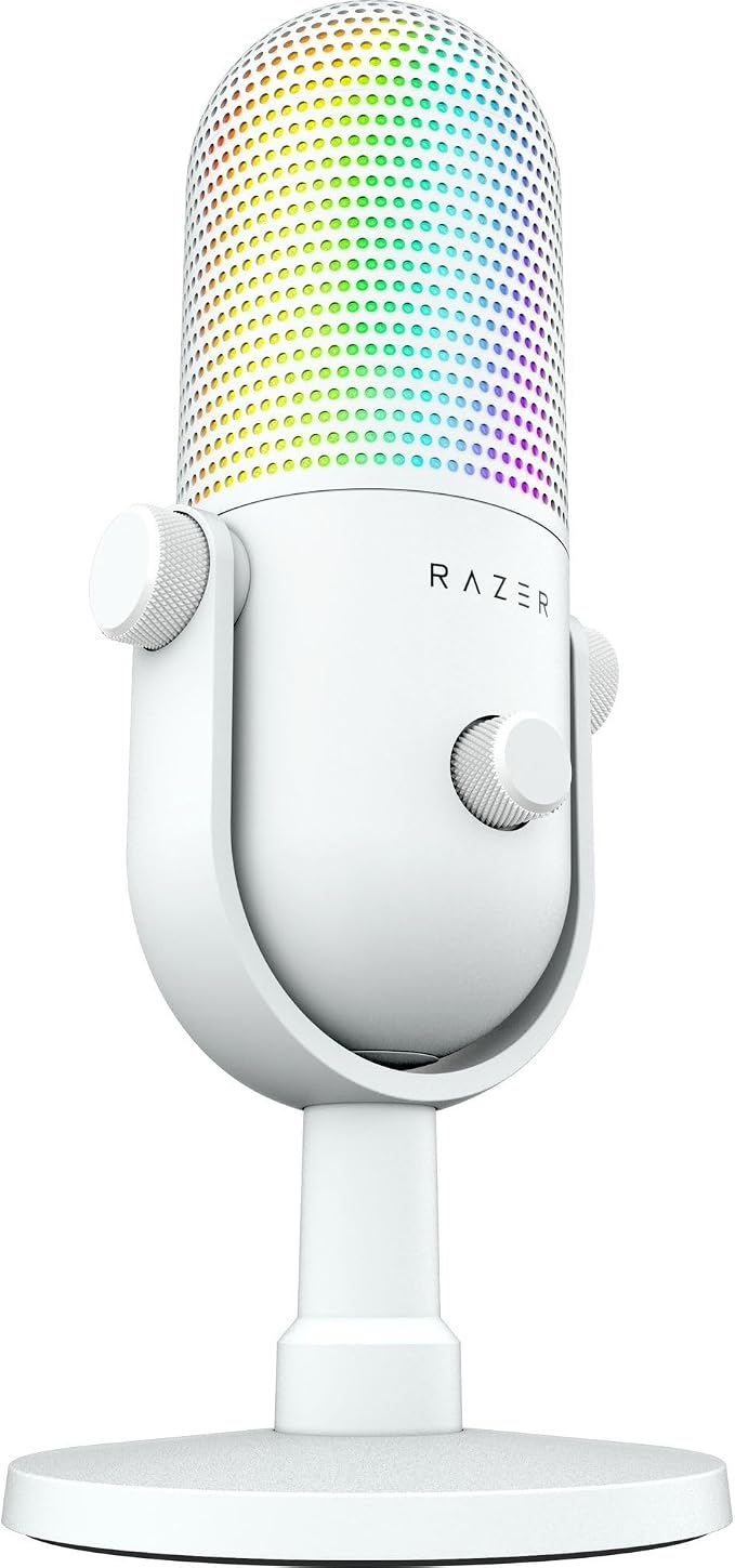 Razer Seiren V3 Chroma RGB, Stream & Game Reactive, USB Microphone, White | Tap-to-Mute Sensor, Condenser Mic, Digital Gain Limiter & Shock Absorber, Works with OBS, Discord, Zoom, Teams - Image 8