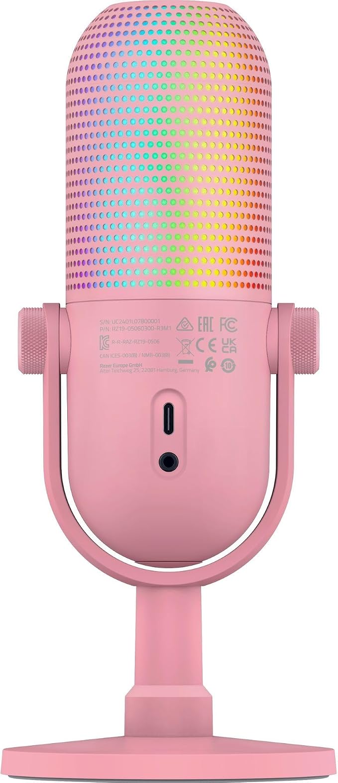 Razer Seiren V3 Chroma RGB, Stream & Game Reactive, USB Microphone, Pink | Tap-to-Mute Sensor, Condenser Mic, Digital Gain Limiter & Shock Absorber, Works with OBS, Discord, Zoom, Teams - Image 9