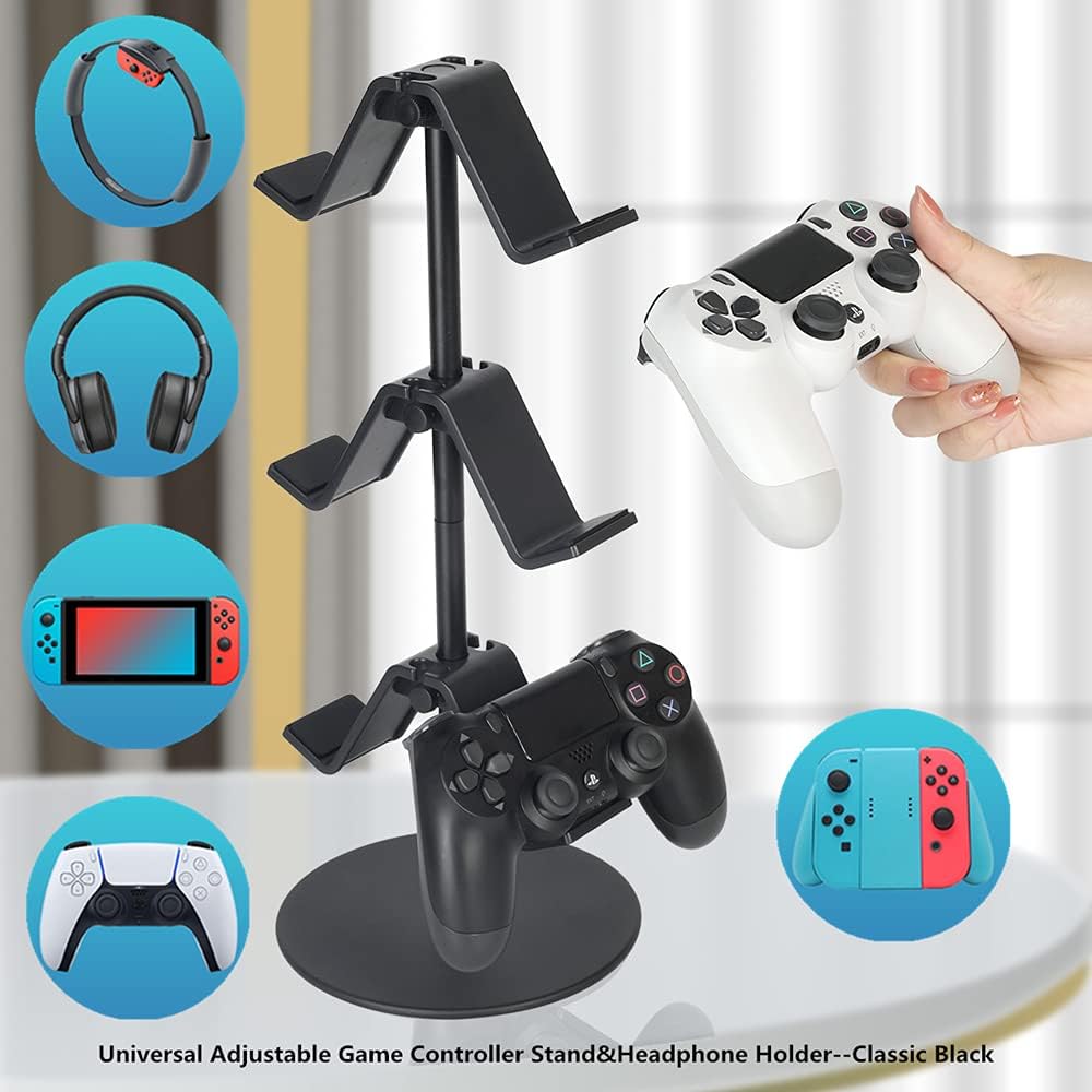 Controller Stand 3 Tier,Headphone Holder, Multi Adjustable Game Controller Headset Hanger for All Universal Gaming PC Accessories, Xbox PS4 PS5 Nintendo Switch(Smart Black) - Image 4