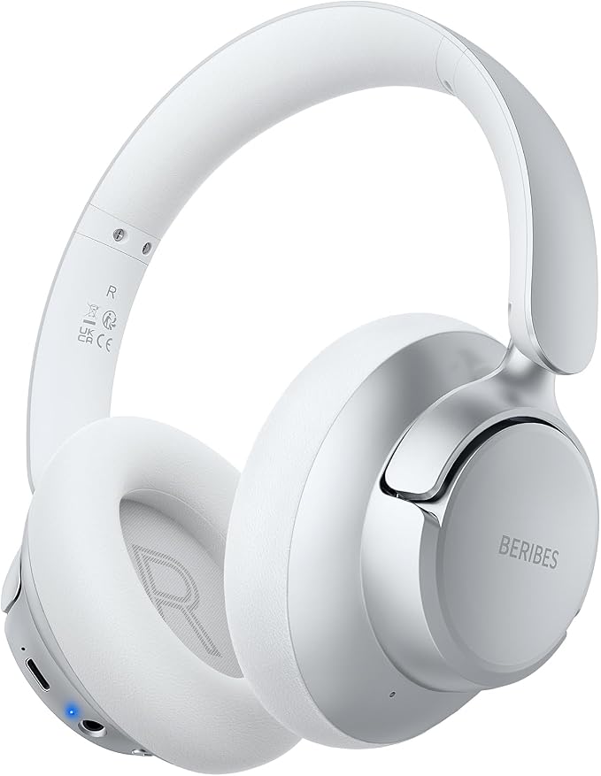 BERIBES Hybrid Active Noise Cancelling Headphones Wireless Over Ear 70Hours | Foldable Bluetooth 6.0,Transparent Modes,3.5MM Cable,Lightweight Built-in Mic,HiFi Stereo Deep Bass,Soft-Earpad,Fast Charging by BERIBES