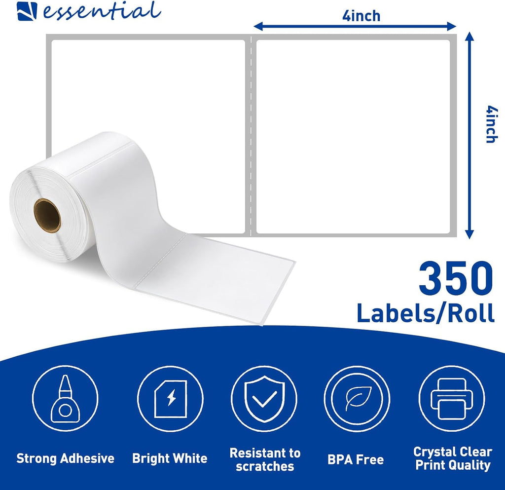 ESSENTIAL 4" x 4" Direct Thermal Shipping Labels (2800 Labels, 8 Rolls) - Image 2