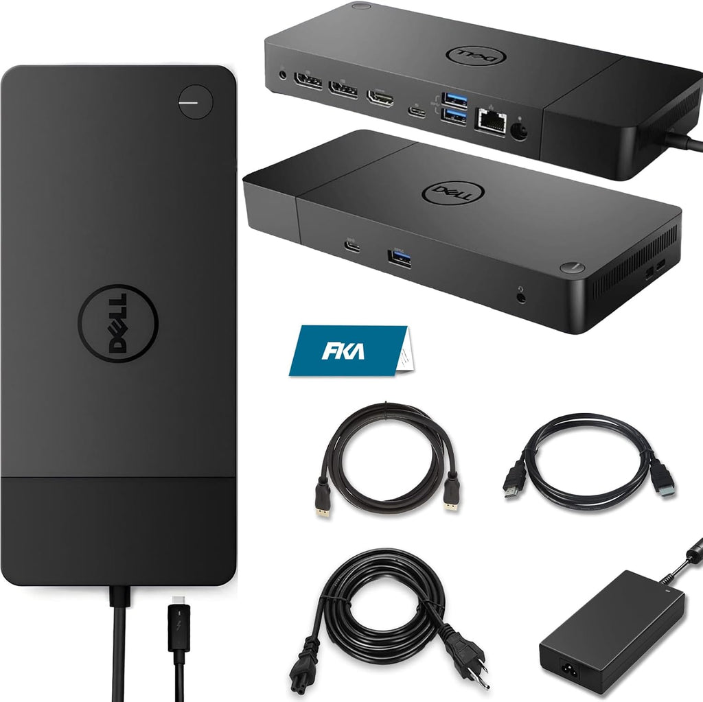Dell WD19 130W Docking Station, HDMI/Dual DisplayPort, Dell Docking Station with 90W Power Delivery, Dual Monitor Support,Bundle with 130W Adapter, HDMI/DP Cables (Renewed) by FKA