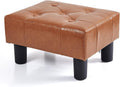 BRIAN & DANY Small Foot Stool, Leather Foot Stools with Legs, Stable Small Footstool for Living Room, Light Brown by BRIAN & DANY