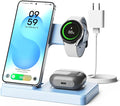3-in-1 Charging Station for Samsung, Foldable Wireless Charger Stand | Android Phone and Watch Charger for Samsung S26/S25/S24/S23/S22/S21, Note 20/10, Z Fold 6/5, Galaxy Buds and Watch-Blue by SMILESTATION