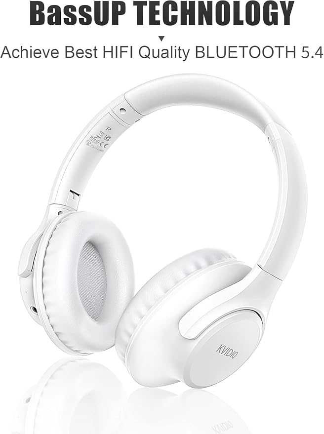 KVIDIO Bluetooth Headphones Wireless Over Ear Headsets 65H Playtime | Deep Bass, HiFi Stereo, Bluetooth 6.0, Microphone, Comfortable Fit, Foldable, Lightweight, Low Latency for Travel Home Office - Image 5
