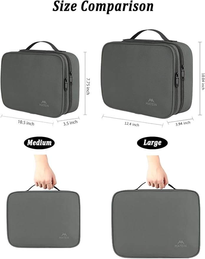MATEIN Cord Organizer Bag, Travel Universal Cable Organizer Case, Grey | Sturdy Accessories Pouch with Handle, Medium Electronic Carrying Bag for Cable, Tech Organizer Pouch - Image 2