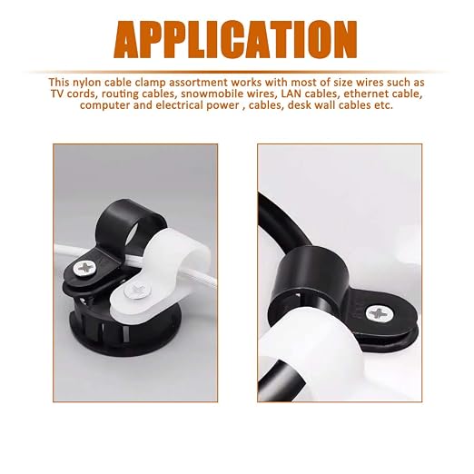 ISPINNER 180pcs Nylon Plastic R-Type Cable Clamps, 1/4" 5/16" 3/8" 1/2" 5/8" 3/4" Clips Fasteners Assortment Kit for Cable Conduit (White) - Image 5