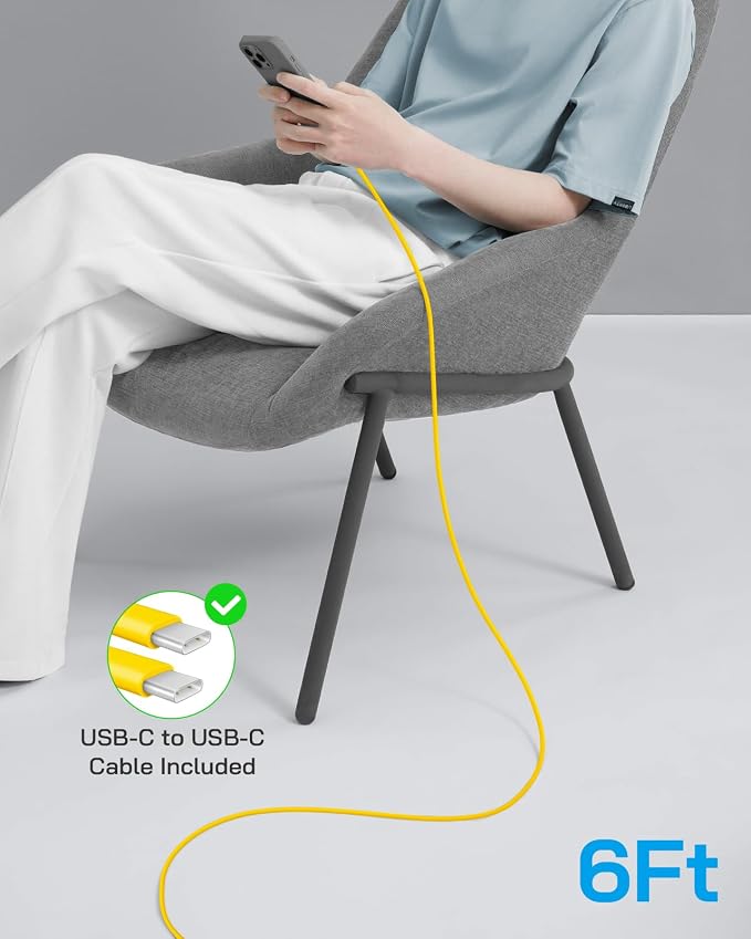 20W Fast Charger for iPhone 17/16/15 with 6FT Cable [3-Pack] - Yellow | USB-C Wall Charger & C-to-C Cable, Compatible with iPhone 17/16/15 Series, USB-C iPad Pro/Air/Mini & More - Image 6
