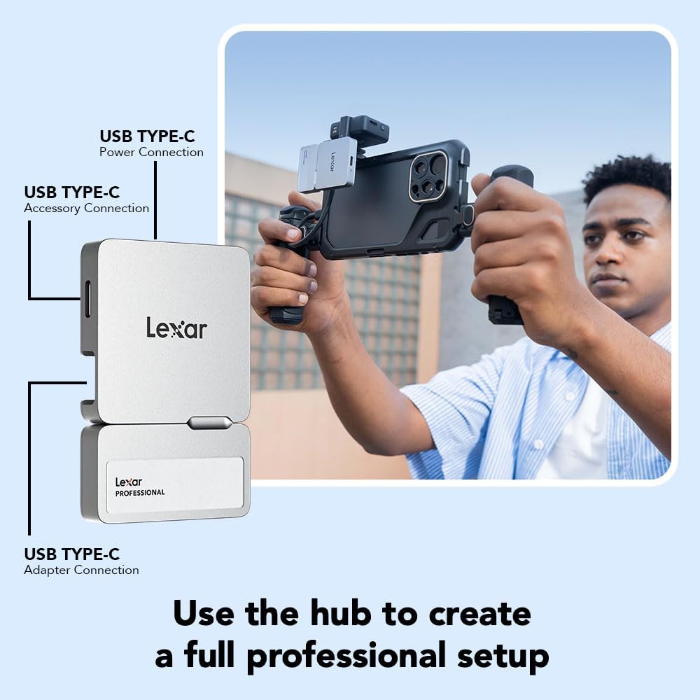 Lexar 1TB Go Portable SSD w/Hub, 1050MB/s Read, USB 3.2 Gen2, Ultracompact - Image 5
