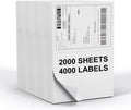 Half Sheet 8.5x5.5inch Shipping Mailing Label 4000 Counts, 2 Labels Per Sheet 8.5 x 11 for Laser & Inkjet Printer, Permanent Adhesive Label Square Corner (2000 Sheets) by PAPRMA