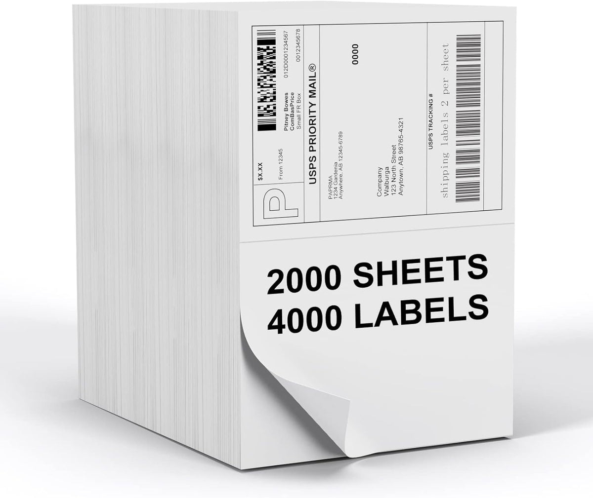 Half Sheet 8.5x5.5inch Shipping Mailing Label 4000 Counts, 2 Labels Per Sheet 8.5 x 11 for Laser & Inkjet Printer, Permanent Adhesive Label Square Corner (2000 Sheets) by PAPRMA