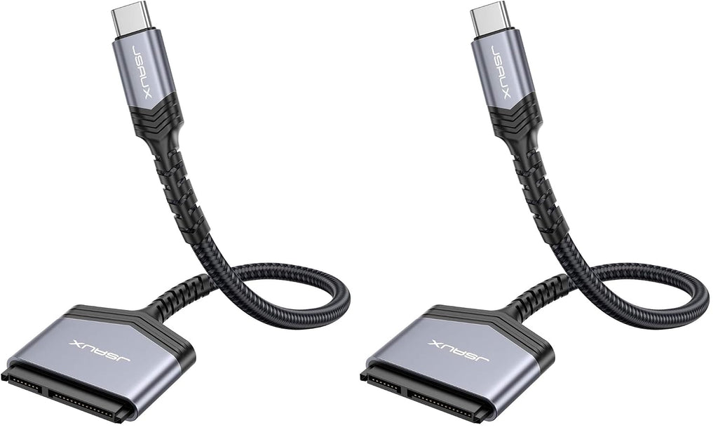 JSAUX SATA to USB C Cable, USB C 3.1 to 2.5” SATA III Hard Driver Adapter Aluminum Shell External Converter Compatible with SSD/HDD Data Transfer-Grey (Pack of 2) by JSAUX