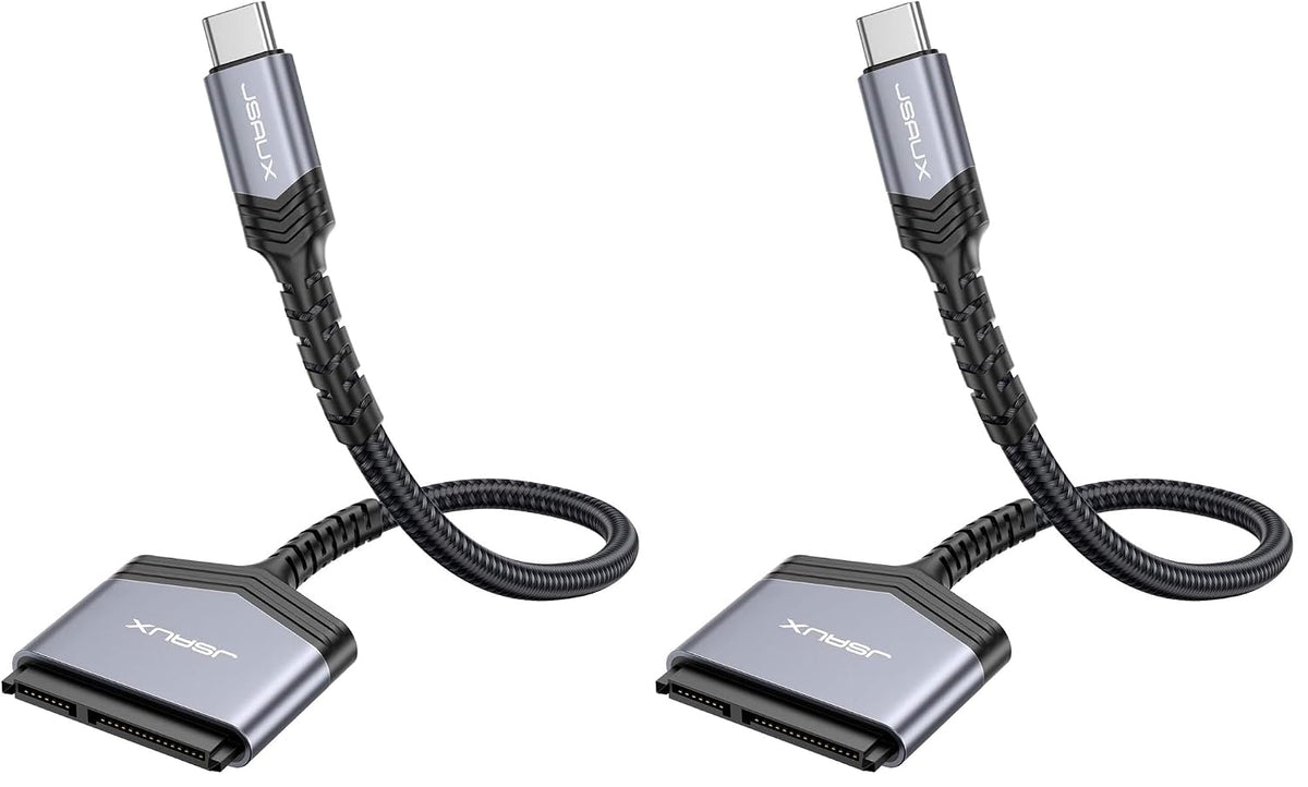 JSAUX SATA to USB C Cable, USB C 3.1 to 2.5” SATA III Hard Driver Adapter Aluminum Shell External Converter Compatible with SSD/HDD Data Transfer-Grey (Pack of 2) by JSAUX