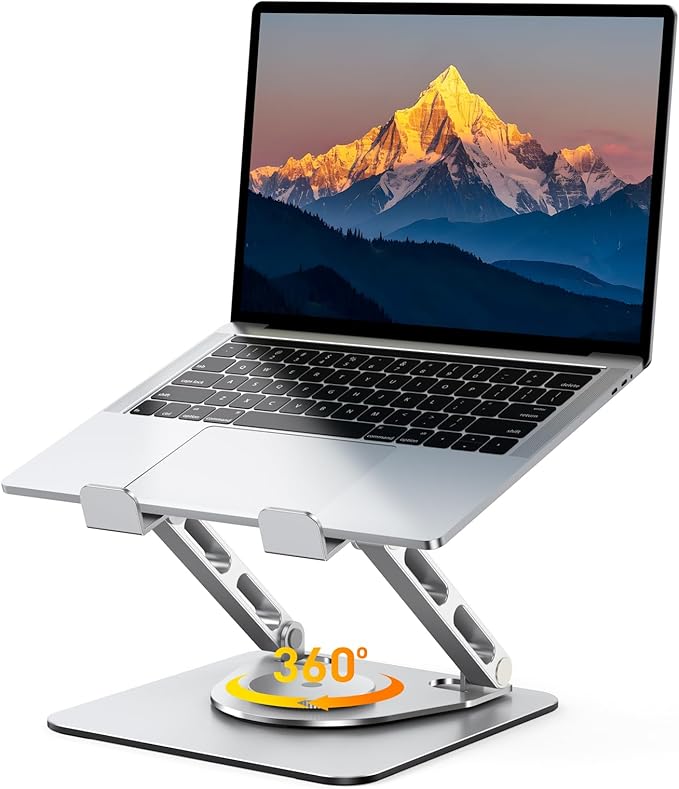 RIWUCT 360° Rotatable Laptop Stand for Desk Adjustable Height, Ergonomic Laptop Riser Holder with Dual-bar Support, Portable Computer Notebook Stand for MacBook Air Pro, Dell XPS, HP (10-16") by RIWUCT