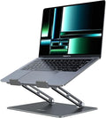 JCZT Adjustable Laptop Stand, Aluminum Laptop Stand for Desk, Classic Grey | Ergonomic Portable Laptop Stand, Ventilated Cooling Computer Notebook Holder for MacBook Air Pro, All 10-16'' Laptops by JCZT