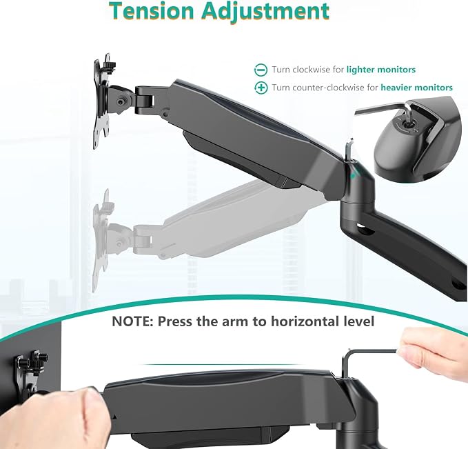 WALI Dual Monitor Wall Mount for 17-32 inch Screens, up to 22 lbs per Arm | Wall Mount Monitor Arms for 2 Monitors, Full Motion with Height Adjustment, Tilt, Swivel, Rotation, VESA 75/100mm (GSWM002) - Image 8