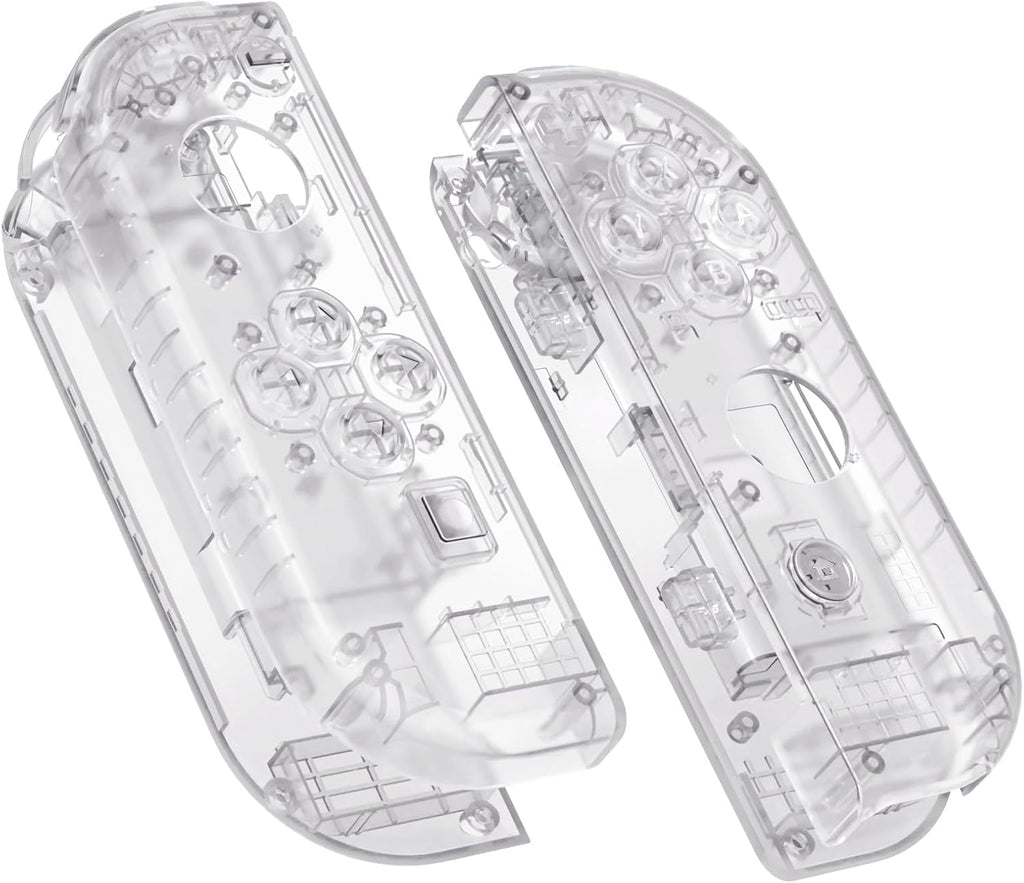 eXtremeRate DIY Replacement Shell Buttons for Nintendo Switch & Switch OLED, Transparent Clear Custom Housing Case with Full Set Button for Joycon Handheld Controller - Console Shell NOT Included by eXtremeRate