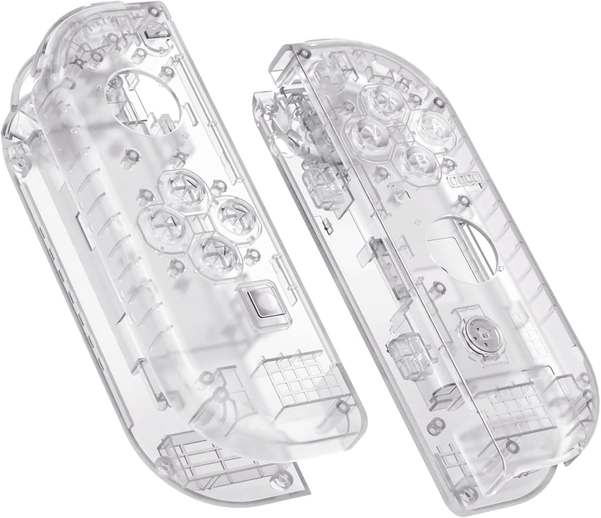 eXtremeRate DIY Replacement Shell Buttons for Nintendo Switch & Switch OLED, Transparent Clear Custom Housing Case with Full Set Button for Joycon Handheld Controller - Console Shell NOT Included by eXtremeRate