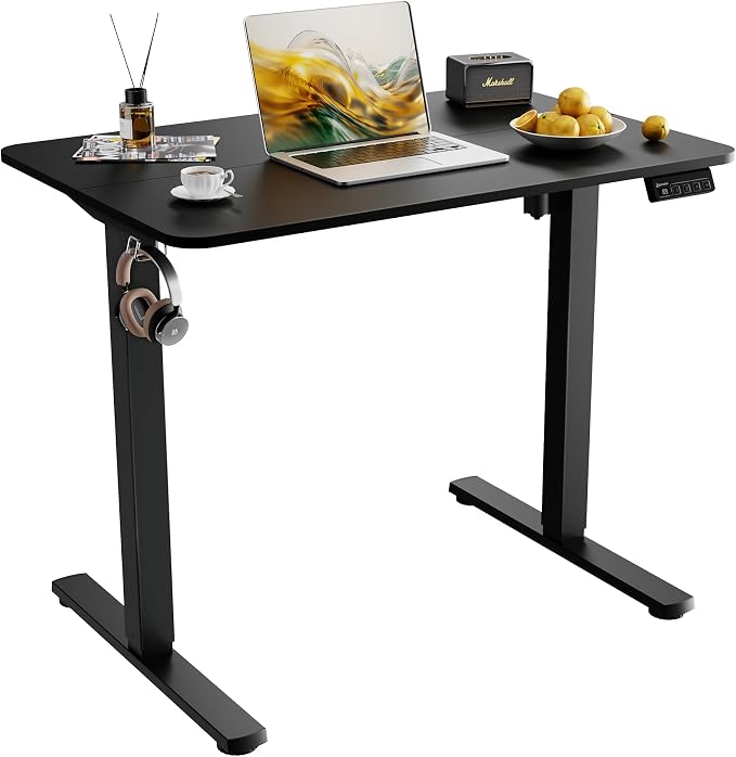 Small Standing Desk, 35"x24" Height Adjustable Sit-Stand Home Office, Black | Electric Adjustable Standing Desk, Sit to Stand Computer Office Desk with Splice Board, Memory Preset, Lifts 28.7''-46.5" by ERGOMAKER