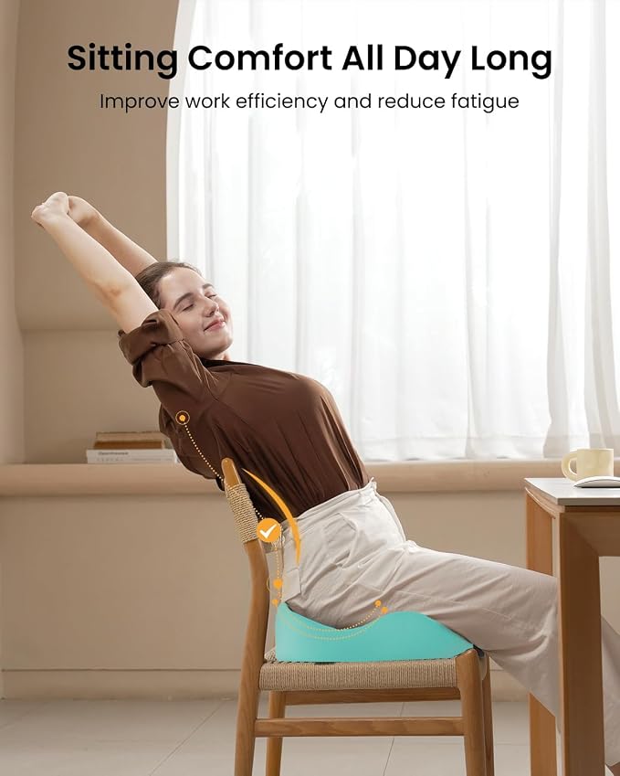 ProtoArc Extra Large Seat Cushions for Office Chairs, Mint Green | Ergonomic Memory Foam Seat Cushion for Home, Extra Cover, Car Seat Cushions for Driving, Pressure Relief Pad for Sciatica - Image 6