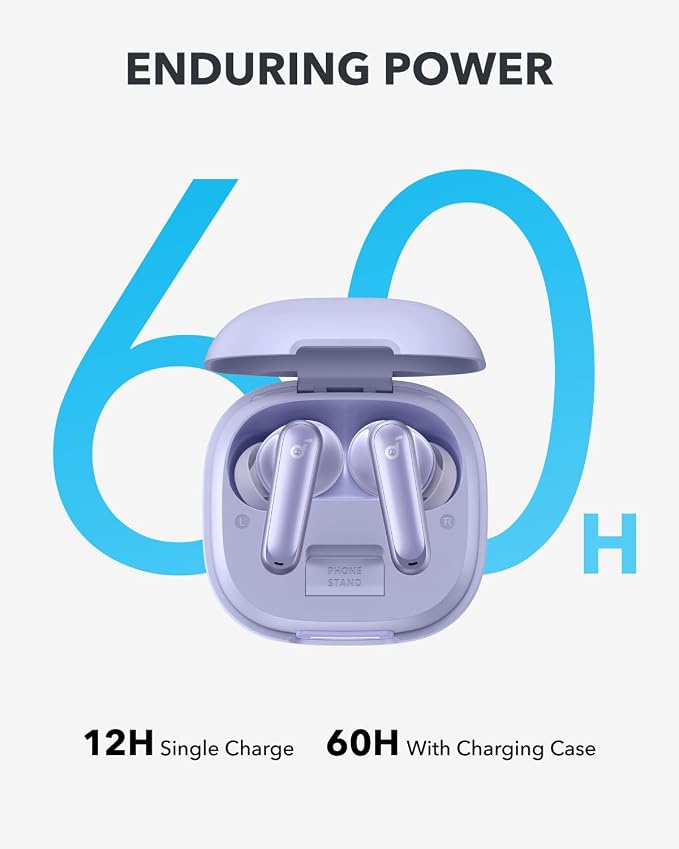Soundcore P40i by Anker Noise Cancelling Earbuds with Adaptive ANC | Heavy Bass, 60H Playtime, 2-in-1 Case and Phone Stand, IPX5, Wireless Charging, Bluetooth 5.3 - Image 4