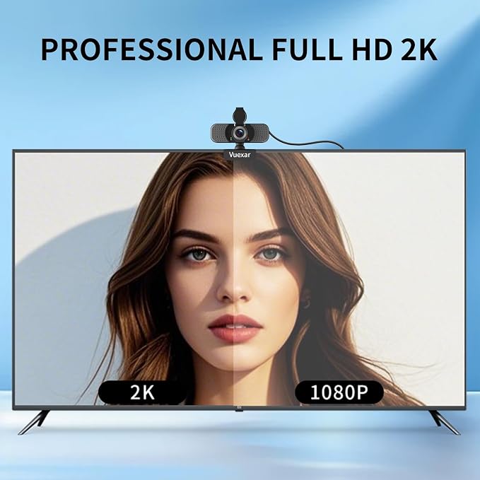 2K Webcam with Microphone, Web Camera withTripod, Dual Mics, Plug & Play Computer Camera for Online Calling, Cameras for Desktop PC or Laptop Zoom/Teams/Facetime - Image 2