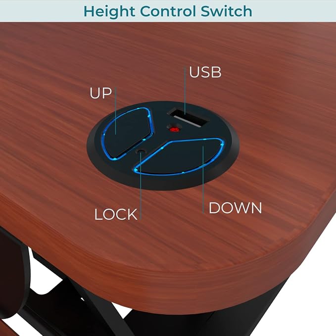 PowerPro 48 Inch Electric Standing Desk Converter – Push-Button Height Adjustable Sit to Stand Desk Riser for Multiple Monitors – Motorized Desktop Workstation with Wide Keyboard Tray - Image 8