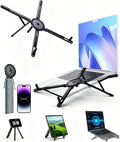 miley Laptop Stand for Desk, 8-Level Adjustable, Magnetic Phone Mount Black | For 13–17 in laptops. Aluminum build, anti-slip support and fold-flat portability. Includes a magnetic ring and carry bag. by MILEY