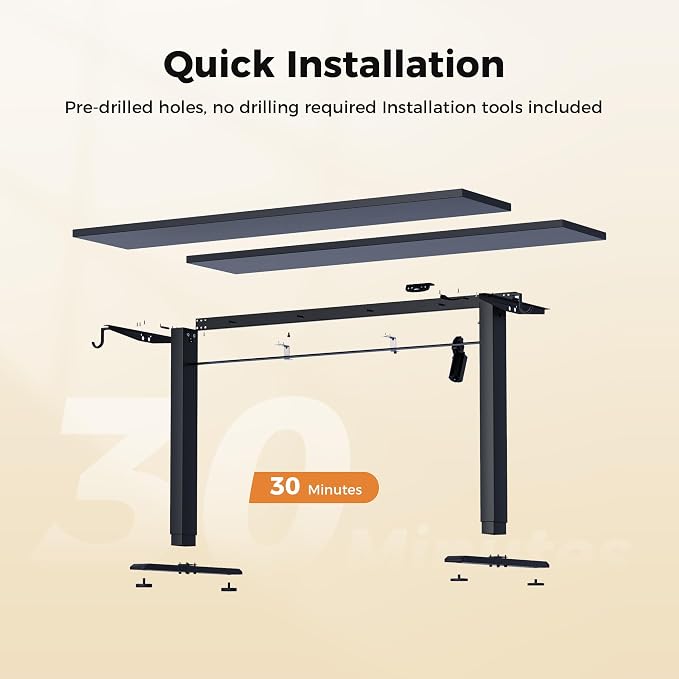 Agilestic Electric Height Adjustable Standing Desk, 55 Inch, Black | Smooth Height Adjustment, Memory Presets, Hooks, Stable Steel Frame,154 lbs Capacity, Easy Assembly, Splice Board - Image 7