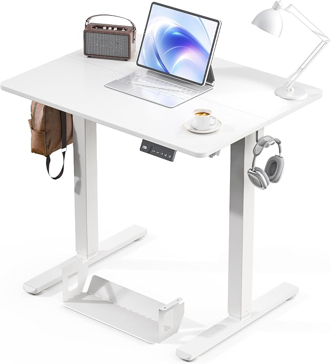 Kingant Standing Desk, 32x24 Inch Electric Height Adjustable Computer Desk | Ergonomic Small Sit Stand Desk Rising Desks for Home Office Stand Up Desk Computer Workstation with Cable Management by KINGANT