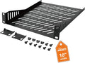 Tecmojo 1U Rack Mount Shelf for 10" Server Rack, 7.87" Deep Vented Cantilever Tray, Metal Shelf for Network Cabinet, Server Enclosure, Enhanced Airflow, Black by Tecmojo