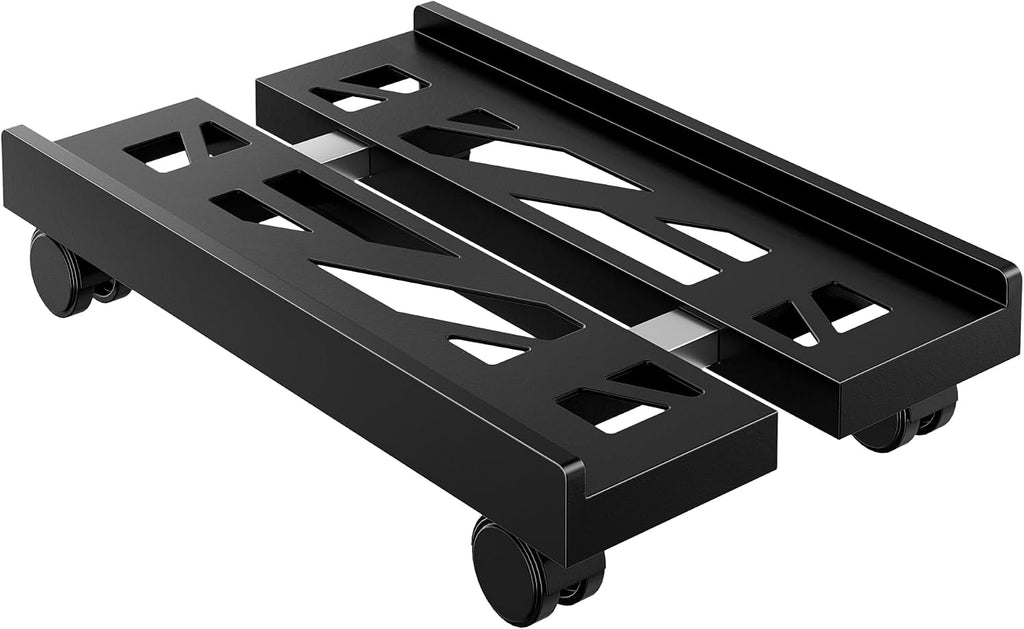 PC Stand for Floor, Adjustable CPU Stand with 4 Rolling Wheels, Black by PEGZONE