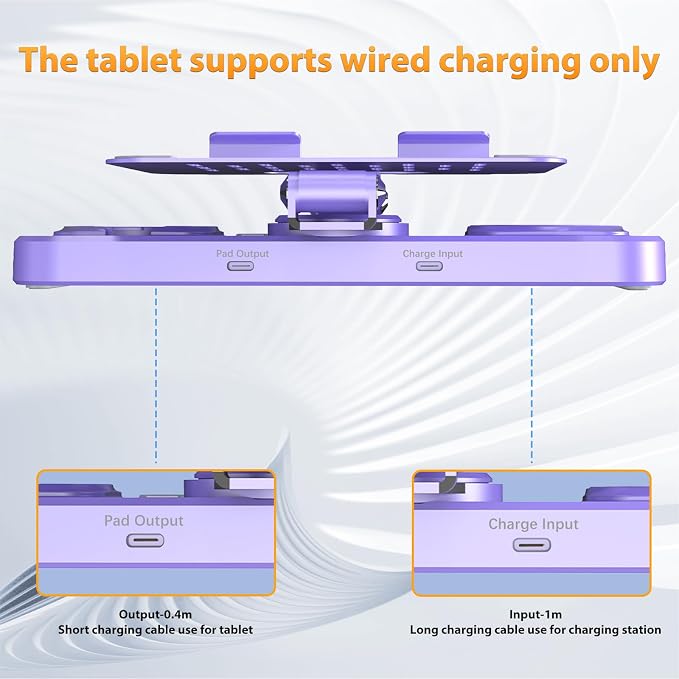 Wireless Charging Station for Apple Devices, Only for Apple Watch Charging | Included Type-C Cable for Tablet Charging, Foldable Wireless Charging Station, 7 Cycling Ambient Lights, Time Clock Display - Image 9